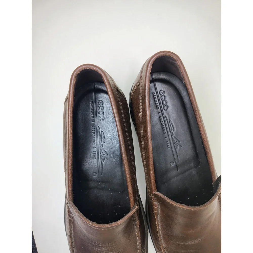 Ecco Loafers Mens SZ EU 43 US 9-9.5 Brown S-Lite Moc Leather Comfort Casual Shoe